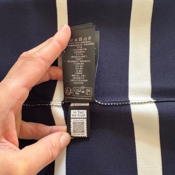 Ted Baker Emiliha Striped Midi Bodycon Knit Skirt, Navy/White, Size 3, NWT - Picture 11 of 14